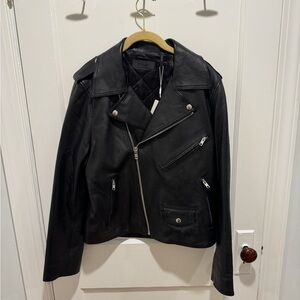 NWT Helmut Lang Black Leather Biker Jacket